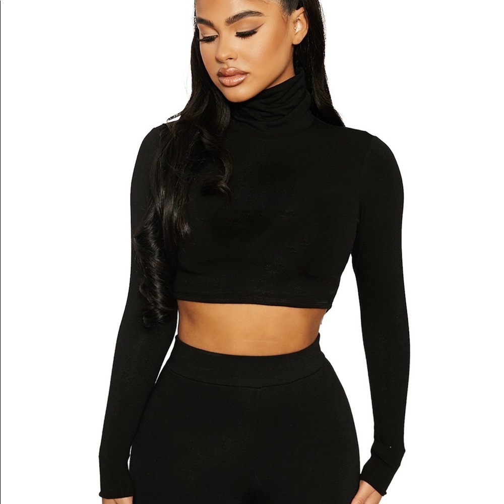 Naked Wardrobe Black Crop Turtleneck (M)